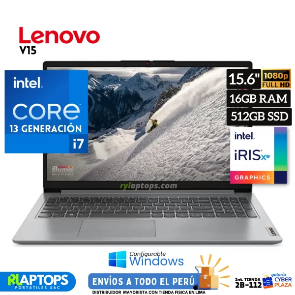 Laptop LENOVO Intel Core i7 1355U 16GB RAM 512GB SSD 15.6"FHD T.VIDEO Intel Iris Xe Graphics